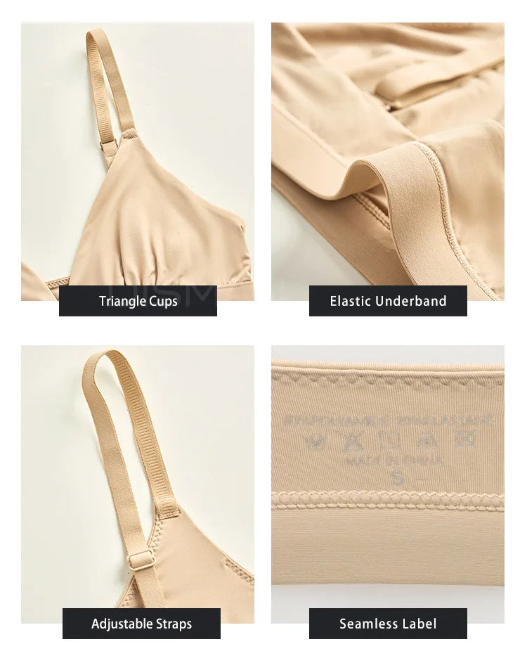 Triangle Non-paded Bralettes Women Wireless Deep V Bras Plunge Unlined No Underwire Brassiere Seamless Comfortable Everyday Bras