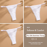 3Pcs/Set Cotton G-String Sexy Women Thong Adjustable Belt Seamless Panties Breathable Low Waist Lingerie Female Soft Solid Color