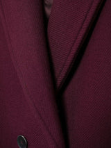 HH Women Fashion Burgundy Coat Double Breasted Long Sleeve Lapel Blends Jacket Autumn Winter High Street Outerwear