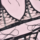 Ellolace Tempted Women's Lingerie Sets Erotic Bra Thong Leg Straps Delicate Sheer Outfit Sensual Intimate Sexy Women's Underwear