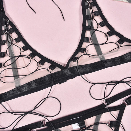 Ellolace Tempted Women's Lingerie Sets Erotic Bra Thong Leg Straps Delicate Sheer Outfit Sensual Intimate Sexy Women's Underwear