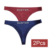 2pack Custom Thong with Name Crystal Letter Customized Thongs Women Underwear G-String Personalize Panties Lingerie Tanga