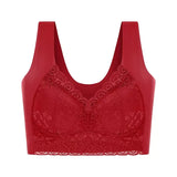 WomenBeautiful Back Bra Large Size Fat Mm Bra Gathered and Traceless Thin Cotton Strapless Underwear Without Steel Ring Vest