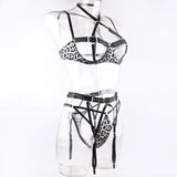 Sexy Lingerie Set for Women Hollow Out Open‑cup Underwire Bra Garter Belt Multi‑piece Bondage Lingerie Kit