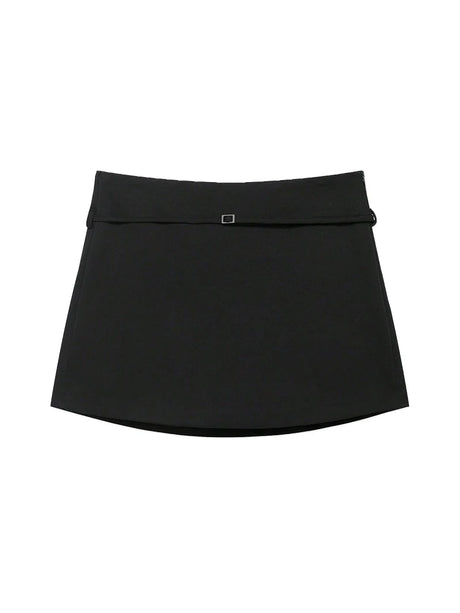 Women's Solid Color Skort with Belt Side Zipper Casual Shorts Skirts Fashionable And Stylish Women's Clothing