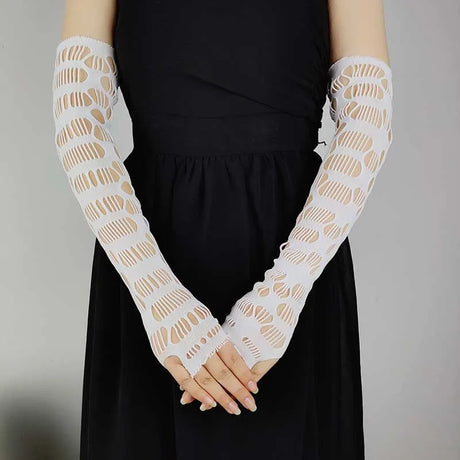 Sexy Elastic Mesh Gloves With Colored Flash Diamonds Bungee Stage Performance Hollow Fishing Net Punk Hiphop Women's Gloves R51