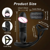 Remote Control Anal Telescopic Vibrator Male Thrusting Prostate Massager Penis Cock Ring Butt Plug Sex Toy for Adult For Gay