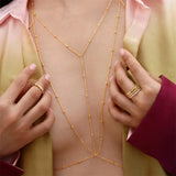 Simple Multilayer Rhinestone Back Chain Necklaces for Women Sexy Metal Shiny Crystal Bikini Waist Chain Body Chain Jewelry Gifts
