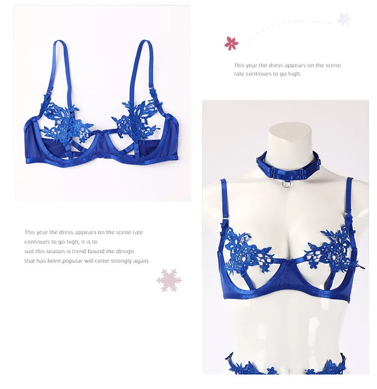 Tornova Sexy Lingerie Cross Lace Splicing Women's Embroidery See-Through Passionate Temptation Leg Rings Free Charge Underwear