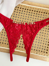 Custom Name Crystal Letter Briefs Sexy Lace Crotchless Knickers Hollow Waist Panties Open Gear Underpants Girlfriend Wife Gift