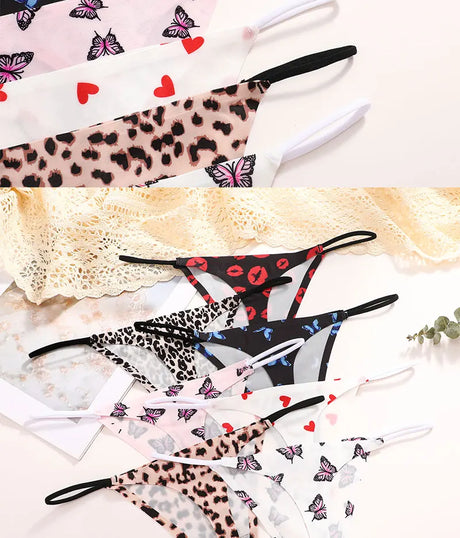 FINETOO 4PCS Seamless Thong Women Thin Strap Low Waist High Flexibility Panties Sexy Underwear Ladies Briefs T-back Comfortable