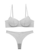 Fashion Stripes Style Lace Lingerie Set Ultra-Thin Red Lace Bra & Thong Sexy Ultra-Thin Underwear Set Ideal Gift for Her MR2864