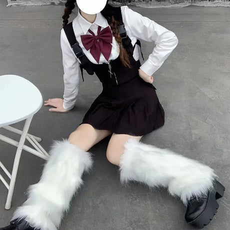 1/2Pairs Artificial Fur Plush Leg Warmers Women Autumn Winter Thermal Long Socks Girls Fashion Japanese Knee-length Stockings