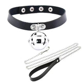 Leather Choker Heart Collar and Leash with Chains Bdsm Choker Submissive Collar for Female Fetishists BDSM Sex Leash Punk Goth
