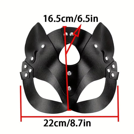 Fancy Synthetic Leather Cat Mask Black Color Chain Harness Cosplay Mask Design 1 Piece Masquerade Mask Fancy Dress