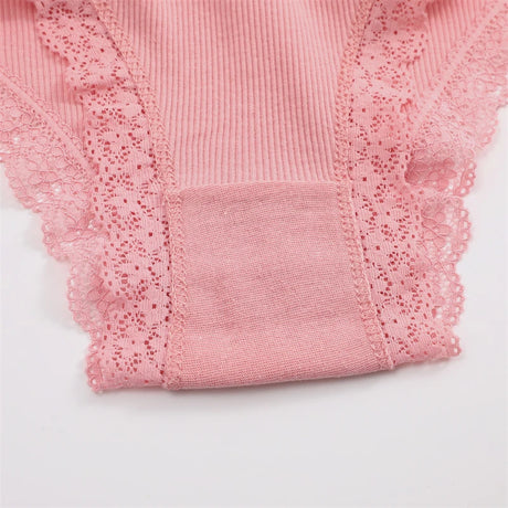 2PCS Cotton Panties for Women Sexy Lace Brazilian Briefs Female Low-Waist Cross Webbing Underpants Stretch Breathable Intimates