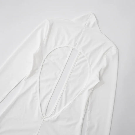 2025 Autumn Solid Backless Skinny Jumpsuits Women Sexy Deep V Neck Long Sleeve Slim Fitness Overalls Clubwear Street Rompers