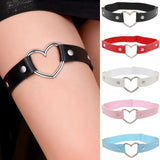 Faux Leather Heart Thigh Chain Single Layer Heart Thigh Ring Garter Leg Band Y2K Harajuku Punk Alt Girl Statement Leg Jewelry