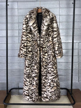 ZADORIN 130cm Long Thicken Lapel Cow Print White Brown Faux Fur Coat Woman Clothing Luxury Fluffy Jacket Winter Fur Coats Woman