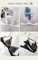 SUJIIN Sexy Wireless Lace Bras for Women Summer Push Up Plunge Deep V Small Chest Bra Lady French Breathable Lingeries MX326