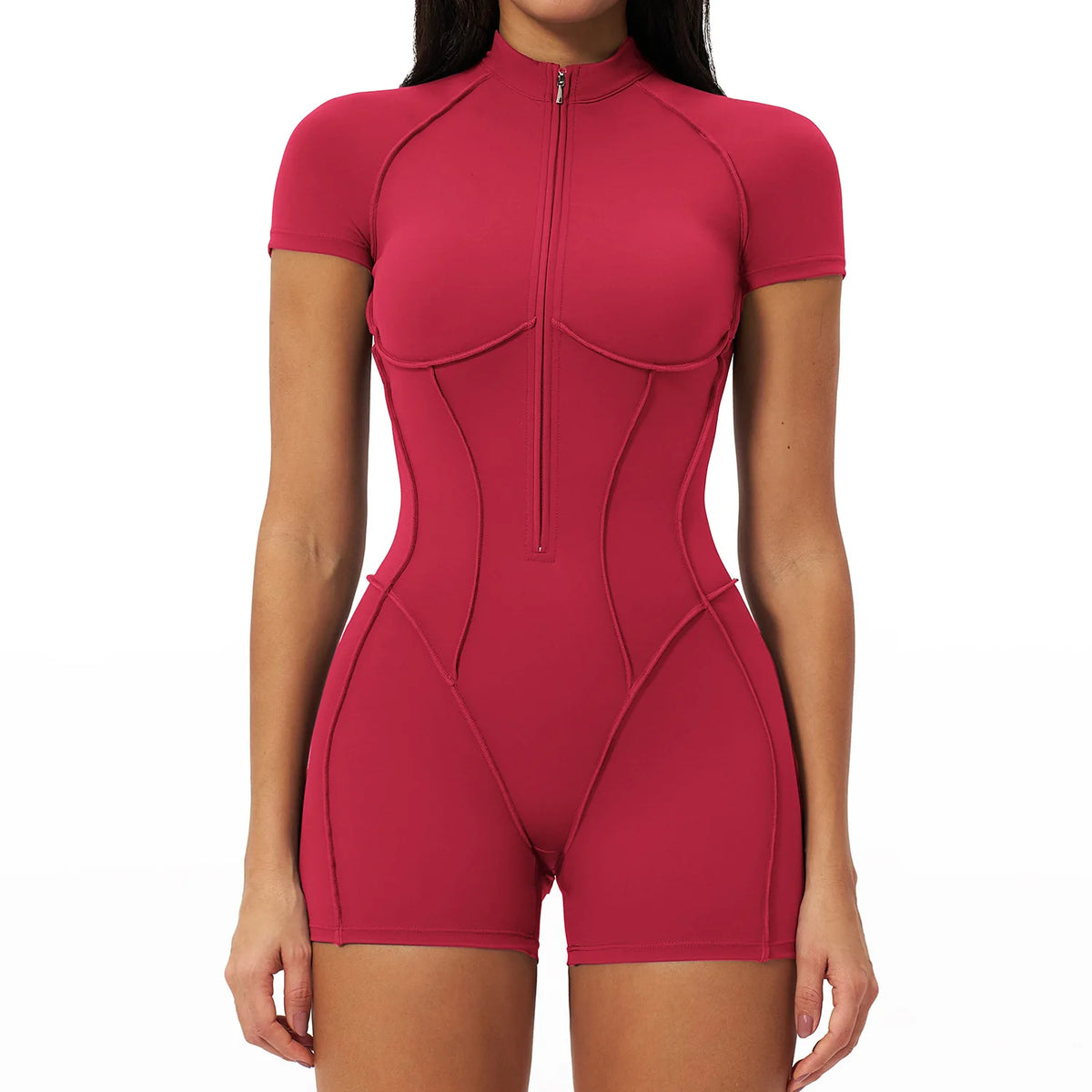 2026 Yoga Bodysuit Short Sleeves Women Tracksuits Gym Zipper Jumpsuits Sports Workout Rompers Fitness One-piece Suit Activewear