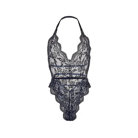 Hot Sexy Lace Solid Color Mesh Jumpsuit Sleeveless Backless Sling Deep V Neck Transparent Rompers For Women lingerie bodysuit