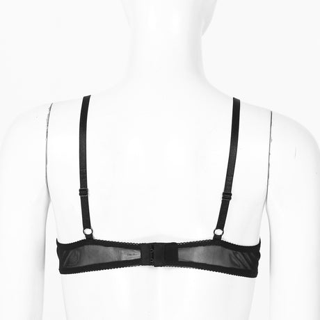 Women's Sheer Mesh Hollow Out Open Nipples Underwired Bra Tops  Push Up Unlined Bralette Bra Sexy Brassiere Balconette Underwear