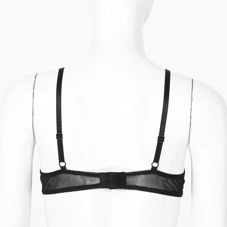 Women's Sheer Mesh Hollow Out Open Nipples Underwired Bra Tops  Push Up Unlined Bralette Bra Sexy Brassiere Balconette Underwear