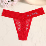 Custom Embroidered Name Lace Panties for Women Personalized Letter Bridal Underwear Wedding Honeymoon Gift
