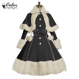 Thicken Christmas Dress Xmas Cloak Princess Cosplay Costume Red Winter Dress Women Long Sleeved Gown Furry Anime Role Outfit