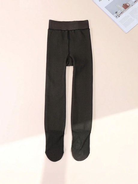 1 Pair of Kids Thin Fleece Thickened Leggings, Soft Comfortable Warm Dance Pantyhoses, for 2-12 Years Girls to Wear during Winter