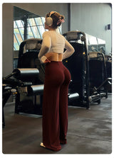 DFXEN LOGO New Women Wide Leg Yoga Pants High Waist Butt Lift Loose Fitness Gym Workout Flare Leggings Casual Sports Trousers