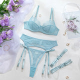 Women's Red Lace Lingerie Set with Underwire Bra High Waist Garter Belt Thong and Thigh Straps Romantic Bedroom Outfit Set 2026