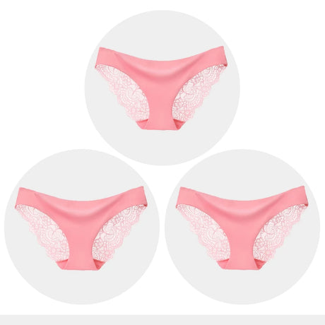 Women's Seamless Underwear Leopard Intimate Women Sexy Lace Black Floral Panties Seamless Panty 3pcs/set