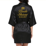 Customized Logo Wedding Date Name Bathrobe Faux Silk Bridal Robe Bride Bridesmaid Wedding Robes Woman Bachelorette Preparewear