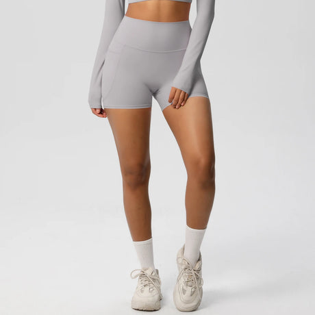 Solid Color Yoga Pants With Pockets Quick Drying High Waisted Gym Push Up Yoga Shorts for Woman Breathable Workout Fitness Short