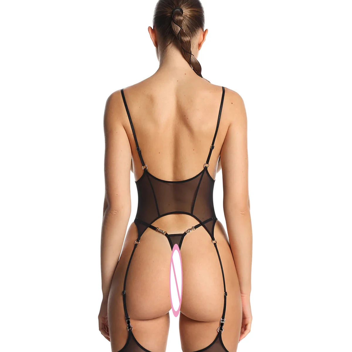 Ellolace Solid Women's Lingerie Sets Seductive See Through Bra Belt Thong 3PC with Gloves Stockings Sissy Sexy Women's Underwear