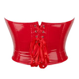 Black Shiny PVC Bustier Faux Leather Corset Crop Top Body Shaper Women Sexy Corselet Vest Plus Size
