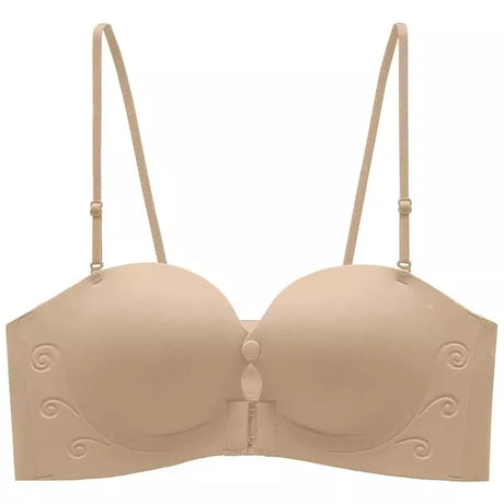 Front Fasten Balconette Bra Strapless - Lift Support Bralette Petite, Non Slip Invisible Comfort Everyday Wear Enhance Small Cup