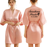 Personalized Robe for Bride Bridesmaid with Name and Date Birthday Party Gown Add Any Text Bathrobe - Customizable Gifting