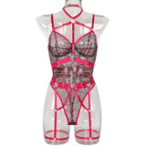 Leopard Print Strappy Bodysuit Blue Caged Harness Lingerie Sexy Mesh Sheer Teddy Underwire Erotic Lenceria Mujer