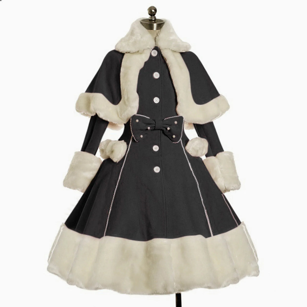 Thicken Christmas Dress Xmas Cloak Princess Cosplay Costume Red Winter Dress Women Long Sleeved Gown Furry Anime Role Outfit