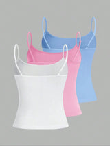 European and American Spring, Summer and Autumn Solid Color Daily Casual Adjustable Suspender Vest Three-Piece Set