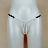 Sexy Massage Pearls Thong Women Panties Open Crotch G-string Erotic Lingerie Woman High Stretch Plus Size T Back Sex Accessories