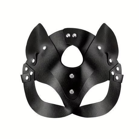 Fancy Synthetic Leather Cat Mask Black Color Chain Harness Cosplay Mask Design 1 Piece Masquerade Mask Fancy Dress