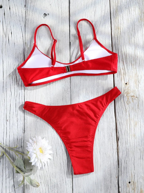 Miyouj Push Up Bathsuit Sexy Bikini Solid Two Piece Suit Triangle Swimwear 2026 Swimsuits Low Waist Bikinis High Cut Bathwear