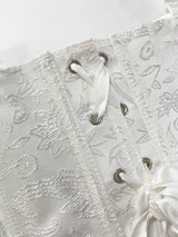 Floral Jacquard Wide Strap Corset Top Front Hook Back Lace Up Square Neck For Women