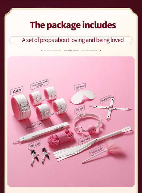 Exotic Bed Set Kits Exotic Toys Adults Games Leather Handcuffs Whip Gag Nipple Clamps Women Products