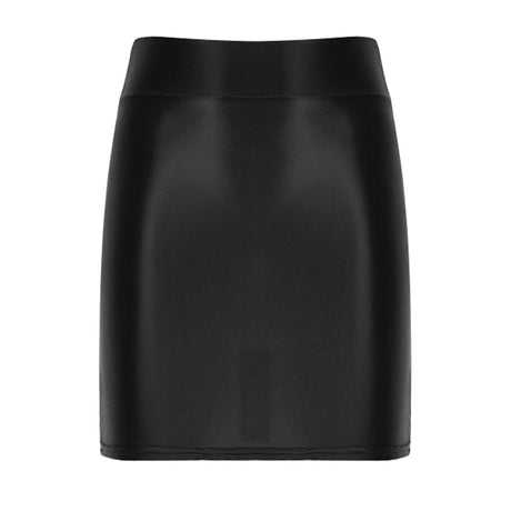 Womens Glossy Two-piece Outfit Oil Shiny Smooth High Waist Mini Skirt with Tank Top Nightclub Rave Outfit Pole Dancing Clubwear