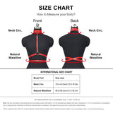 Red Leather Choker Necklace & Body Harness Set - Adjustable Straps, Punk Gothic Style, Waist Belt Jewelry Accessory for Women